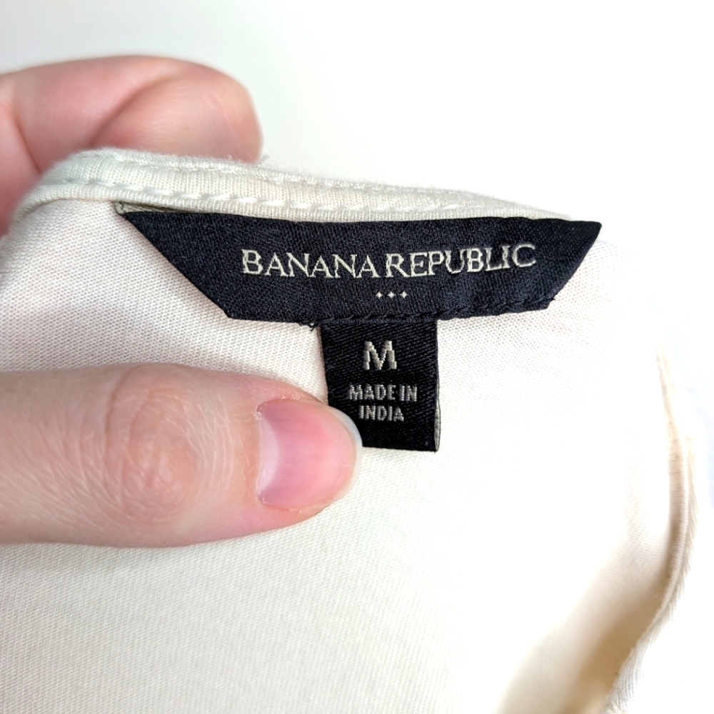 Banana Republic Off White Crotchet Balloon Sleeve Peasant Blouse Size Medium - Picture 3 of 16